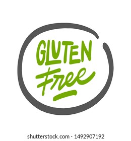Gluten free. Hand drawn lettering phrase isolated on white background. Vector illustration