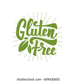 Gluten free. Hand drawn lettering phrase isolated on white background. Vector illustration