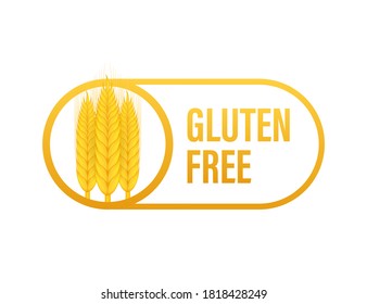 Gluten free. Healthy food labels. Farm product. Vegan food stickers. Vector stock illustration.
