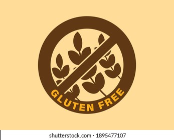 Gluten free icon. Crossed out sign with wheat ear or wheat spike icon. Applicable as symbol for gluten free healthy food or product. Crossed circle with wheat or cereal spike. Vector illustration.