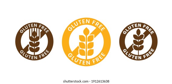 Gluten free icon. Crossed out sign with wheat ear or wheat spike icon. Applicable as symbol for gluten free healthy food or product. Crossed circle with wheat or cereal spike. Vector illustration.