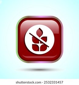 Gluten Free Icon Design Illustration, Non Gluten Food Sign For Apps And Websites, Red Color Square Button Design