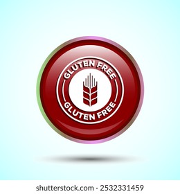 Ilustración De Diseño De Iconos Sin Gluten, Signo De Comida Sin Gluten Para App Y Sitios web, Diseño De Botón Redondo De Color Rojo