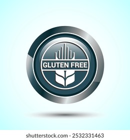 Gluten Free Icon Design Illustration, Non Gluten Food Sign For Apps And Websites, Gray Color Round Button Design