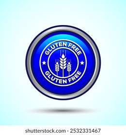 Ilustración De Diseño De Iconos Sin Gluten, Signo De Comida Sin Gluten Para App Y Sitios web, Diseño De Botón Redondo De Color Azul