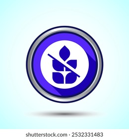 Gluten Free Icon Design Illustration, Non Gluten Food Sign For Apps And Websites, Blue Shadow Button Design