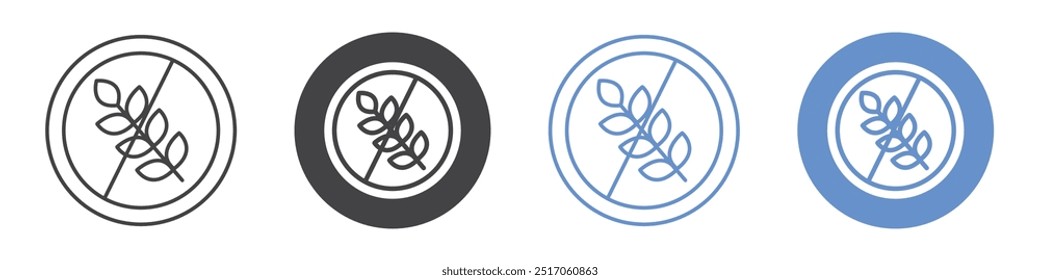 Gluten free icon flat line symbol set.