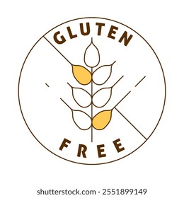 Gluten icono libre. Alimentos sin gluten, dieta libre. Vegano sin gluten. Sin fórmula de gluten. Productos. Comida verde. Ilustración vectorial