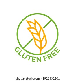 Gluten free icon with grain or wheat symbol. Food allergy label or logo. Vector illustration.