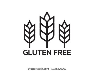 Gluten free icon with grain or wheat symbol. Food allergy label or logo. Vector illustration.