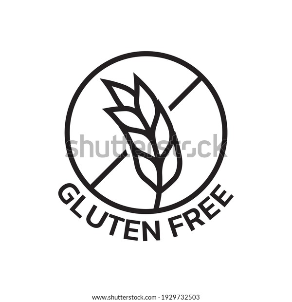 Gluten free icon with grain or wheat\
symbol. Food allergy label or logo. Vector\
illustration.