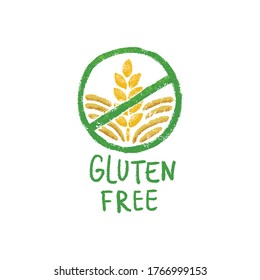 Gluten free icon. Image of a spikelet in a round stamp.