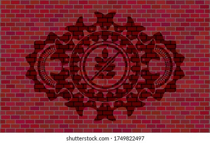 icono sin gluten dentro de la pared de ladrillo rojo, insignia realista. Los mosaicos son un exquisito fondo. Ilustración. 