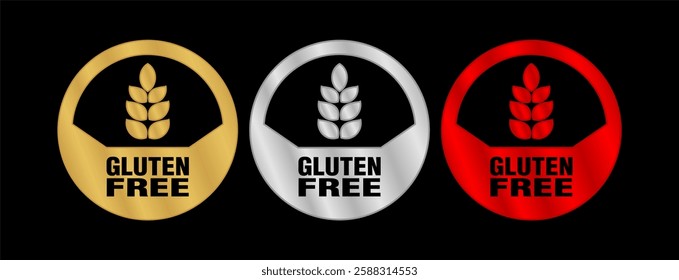 gluten free icon label badge stamp sticker sign symbol template vector for product packaging design element diet concept healthy eating.