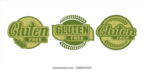 gluten free icon label badge stamp sticker sign symbol template vector for product packaging design element diet concept healthy eating.