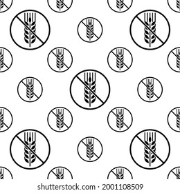 Gluten Free Icon Seamless Pattern, No Protein Gluten Present, Gluten Free Diet Vector Art Illustration