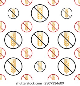 Gluten Free Icon Seamless Pattern, No Protein Gluten Present, Gluten Free Diet Vector Art Illustration