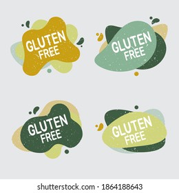 Gluten free icon set. Food badge contains no gluten label for healthy food product package. Vector signs for packaging design, cafe, restaurant badges, tags