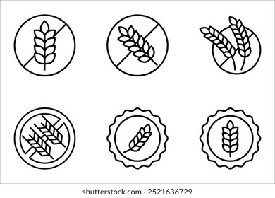 Gluten free icon set. No gluten emblem for product, vector illustration on white background