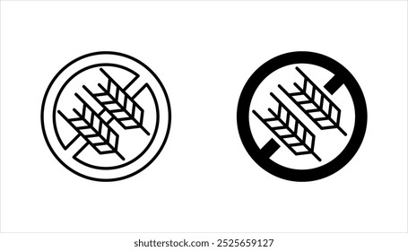 Conjunto de iconos sin gluten. No hay emblema de gluten para el producto, Ilustración vectorial sobre fondo blanco