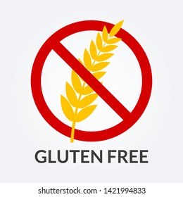 Gluten free icon. Symbol with grain or wheat. Vector illustration.