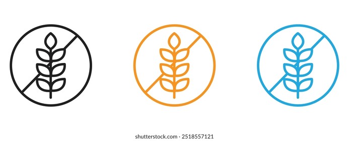 Glutenfreies Symbol Dünne Linie Illustrationssatz