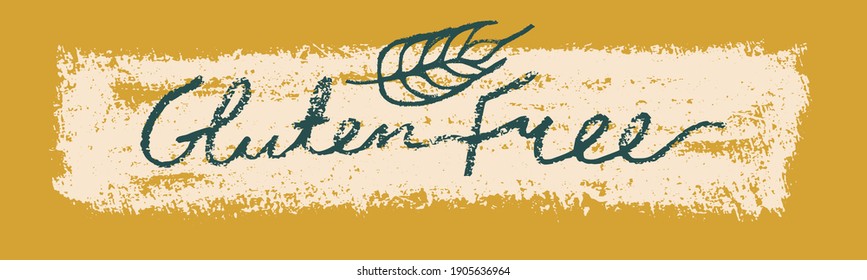 Glutenfreie Symbolvektorgrafik. Handgeschriebenes Badge gluten free 100% Garantie. Gesundes Essenssymbol mit kreolischer Textur. Allergen-freies Schild. Emblem für das Umweltzeichen. Brotverpackungsdesign