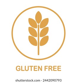 Gluten free icon vector isolated on white background. Stalk of grain, Wheat gluten free grain vector icon label round badge logo.