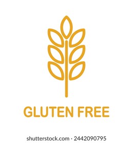 Gluten free icon vector isolated on white background. Stalk of grain, Wheat gluten free grain vector icon label badge logo.