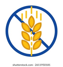 Gluten free icon vector isolated on white background. Stalk of grain, Wheat gluten free grain vector icon label round badge logo.