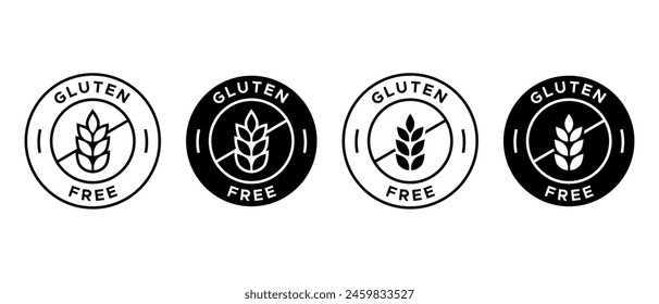 Glutenfreie Icon Vektorgrafik Set. Umriss kein Gluten-Symbol