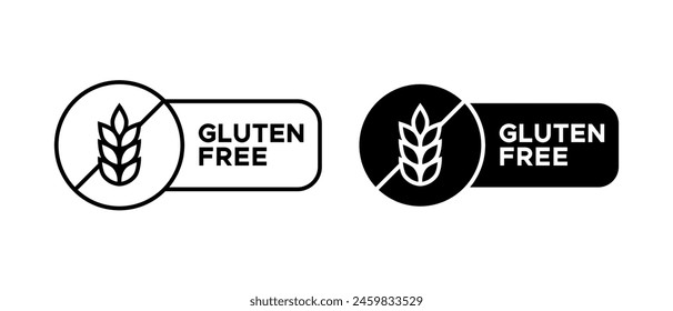 Juego de Vectores sin gluten. Sin emblema de gluten para el producto