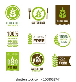 Gluten free icons - can illustrate any food and diet topics - allergies, natural, healthy lifestyle