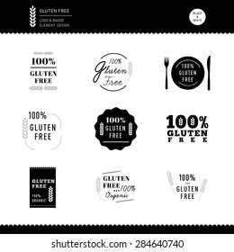 Gluten Free Icons design black and white vector element