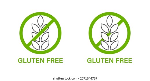 Gluten free icons. Green organic isolated logo food industry. Vector illustration