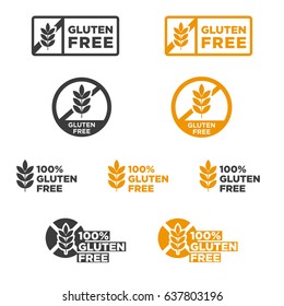 Gluten free icons set. Vector illustration.