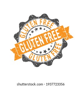 GLUTEN FREE. An impression of a seal or stamp with scuffs. Grunge style. Flat design