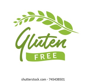 Gluten free isolated drawn sign icon. Healthy lettering symbol of gluten free phrase