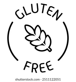 Gluten free label. Diet, label, tag, intolerance, healthy products, lifestyle, health care, disorder, indigestion, digestive system problems, disease, ear of wheat, alternative, substitute. Vector