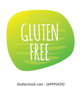 Gluten Free Label. Green Gradient Vector Sign Isolated. Illustration Symbol For Food, Product Sticker, Icon, Healthy Eating, Special Diet, Design Element