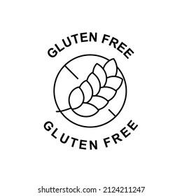 Gluten free label free icon in black line style icon, style isolated on white background