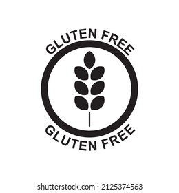 gluten free label icon in black flat glyph, filled style isolated on white background