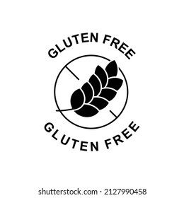 Gluten free label free icon in black flat glyph, filled style isolated on white background