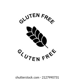 gluten free label icon in black flat glyph, filled style isolated on white background