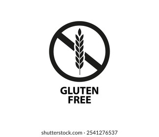 Icono de etiqueta sin gluten. No hay diseño de Plantillas de símbolos de trigo para el paquete de alimentos sin gluten o signo de nutrición de productos dietéticos. 