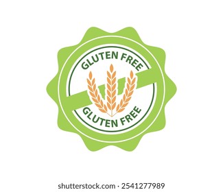 Icono de etiqueta sin gluten. No hay diseño de Plantillas de símbolos de trigo para el paquete de alimentos sin gluten o signo de nutrición de productos dietéticos. 