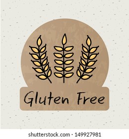 Gluten Free Label Over Beige Background Vector Illustration 