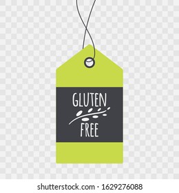 Gluten Free label, shopping tag. Vector sign isolated on transparent background. Illustration symbol for food, icon, product, logo, package, healthy eating, celiac disease