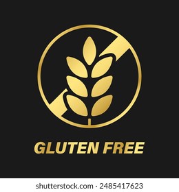 Etiqueta sin gluten o Vector de sello sin gluten aislado en estilo plano. Vector sin gluten para el elemento de diseño de embalaje de productos. Sello simple sin gluten para el elemento de diseño de embalaje