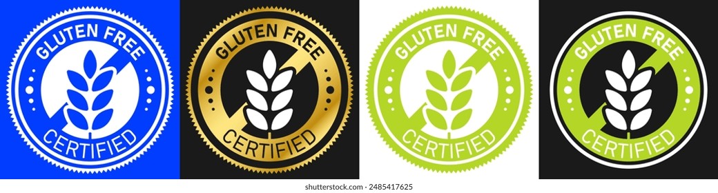 Etiqueta sin gluten o Vector de sello sin gluten aislado en estilo plano. Vector sin gluten para el elemento de diseño de embalaje de productos. Sello simple sin gluten para el elemento de diseño de embalaje